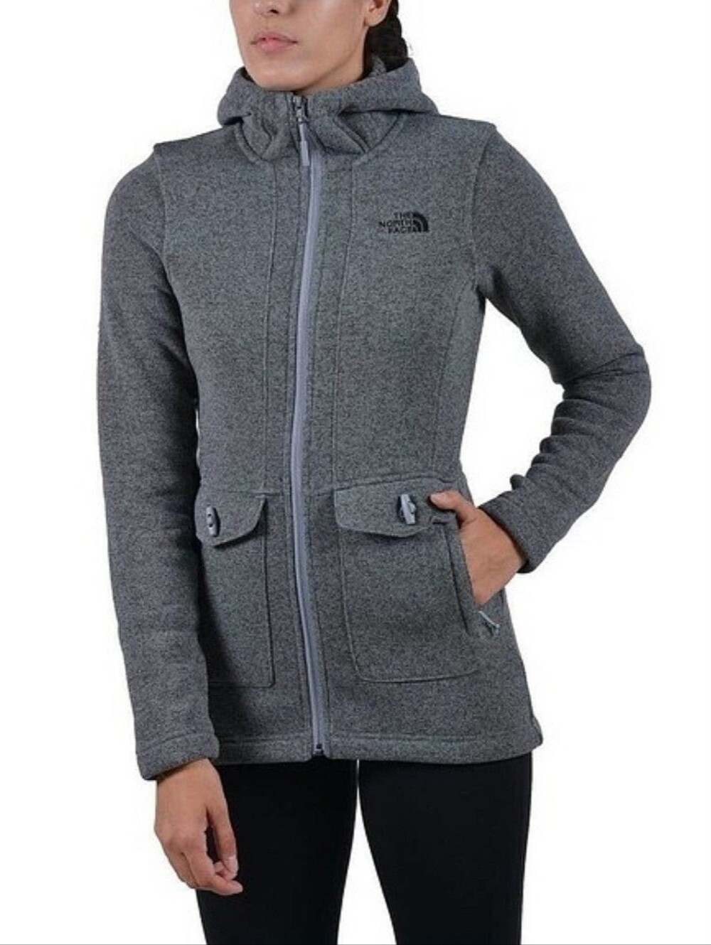 The North Face "Crescent Parka" Fleece Coat Heather Dark Gray | Women's Size M - Picture 1 of 12